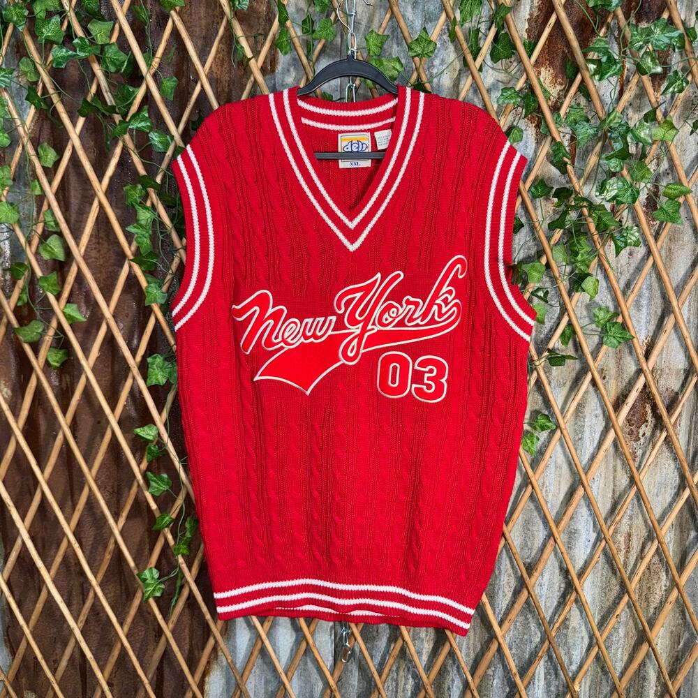Vintage Y2K DELF knitted 1990s new york hip hop sweater vest